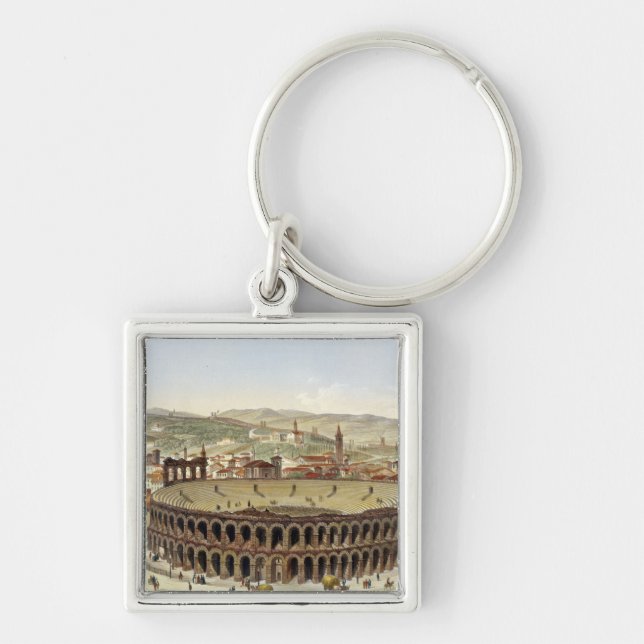 View of the Roman Amphitheatre, Verona, engraved b Key Ring (Front)