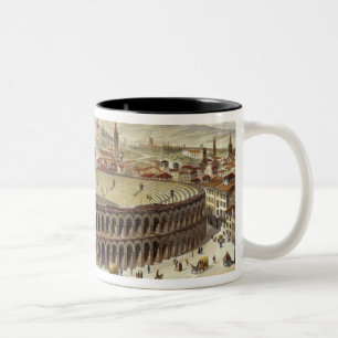 View of the Roman Amphitheatre, Verona, engraved b Two-Tone Coffee Mug