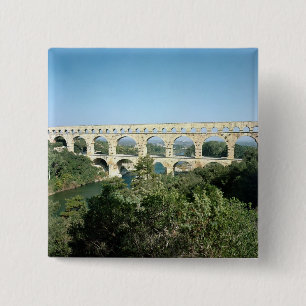 View of the Roman aqueduct, built c.19 BC 15 Cm Square Badge