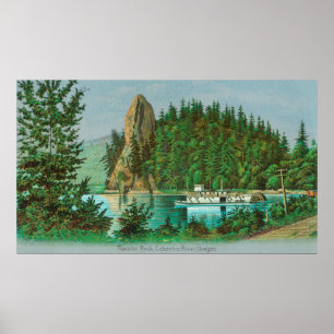 View of the Rooster Rock and Riverboat Poster