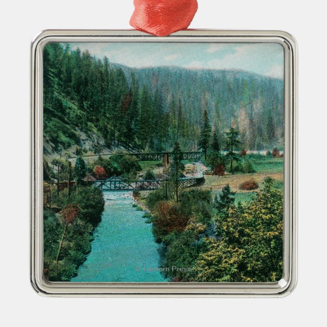 View of the Sacramento River Canyon on SP Metal Tree Decoration (Front)