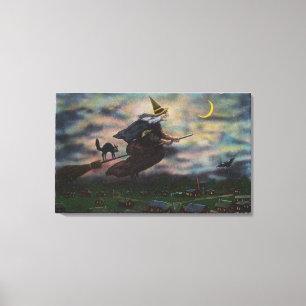 View of the Salem Witch on her Broom Canvas Print
