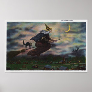 View of the Salem Witch on her Broom Poster