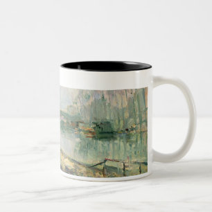View of the Seine, Paris (oil on canvas) Two-Tone Coffee Mug