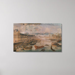 View of the Seine, the Grande Galerie of Louvre Canvas Print