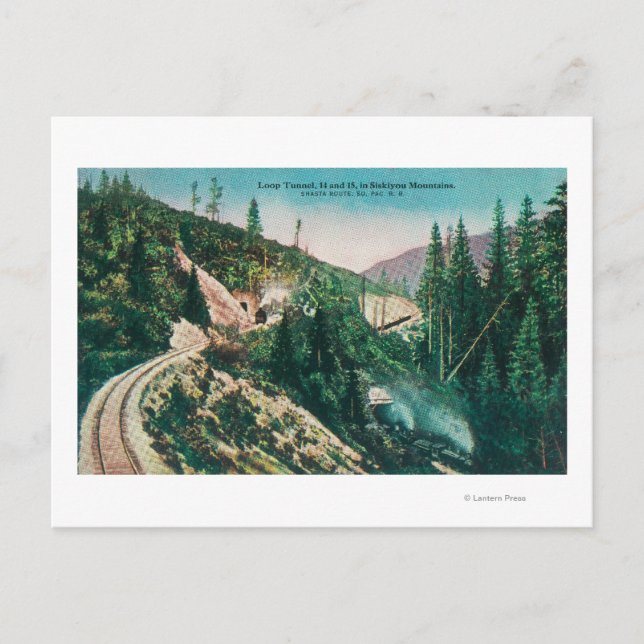 View of the Southern Pacific Railroad Loop Tunne Postcard (Front)