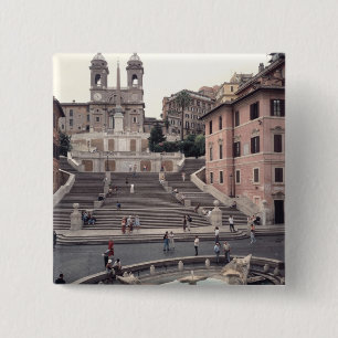 View of the Spanish Steps or Scalinata 15 Cm Square Badge