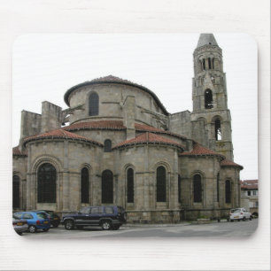 View of the spire of the church (photo) mouse mat