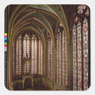 View of the stained glass windows square sticker