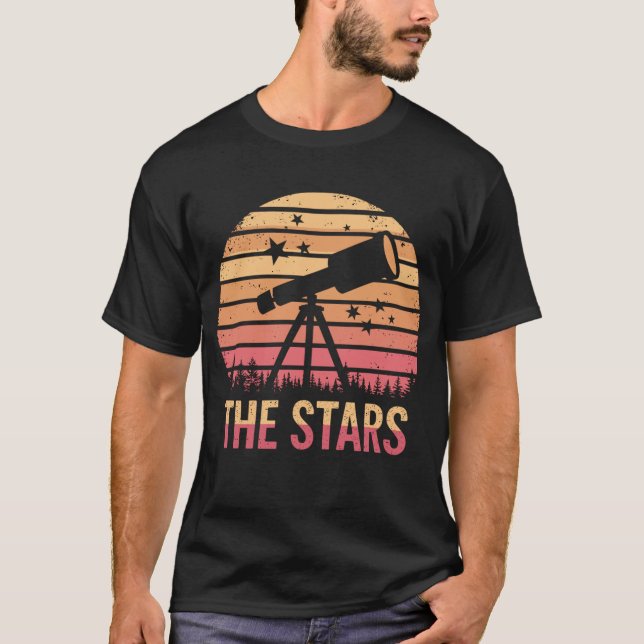 View of the stars - telescope at night T-Shirt (Front)