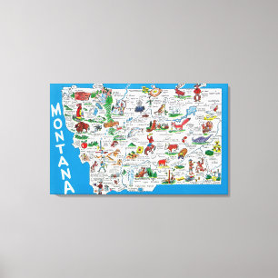View of the State with Cartoons, Scenic Spots Canvas Print