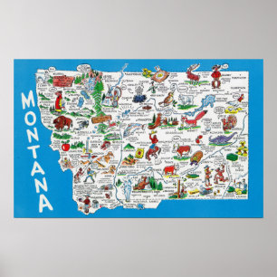 View of the State with Cartoons, Scenic Spots Poster