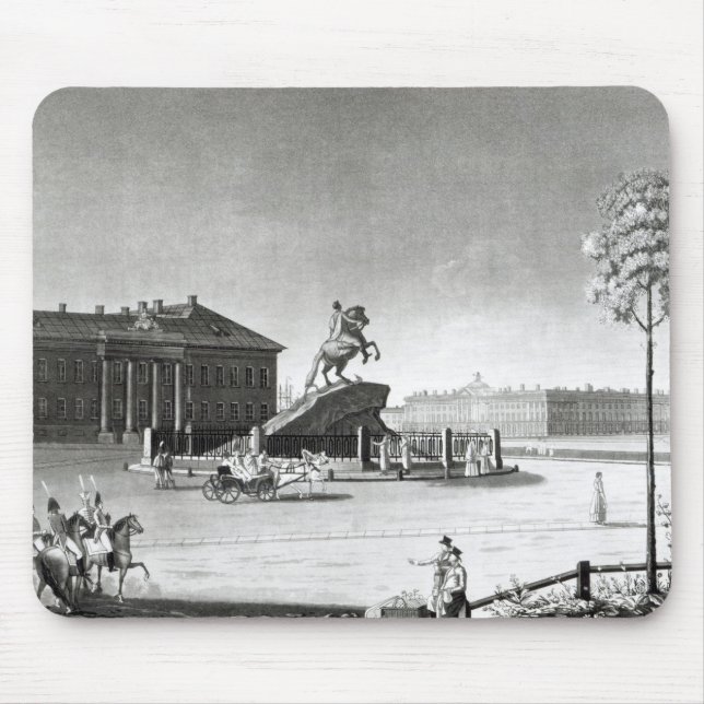 View of the statue of Peter the Great Mouse Mat (Front)