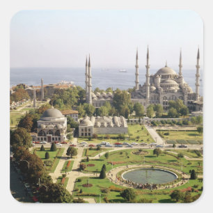 View of the Sultan Ahmet Camii  built 1609-16 Square Sticker