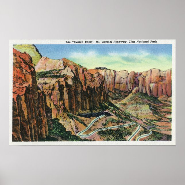View of the Switch Back, Mt. Carmel Highway Poster (Front)