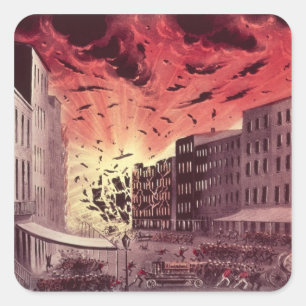 View of the Terrific Explosion at the Great Fire Square Sticker