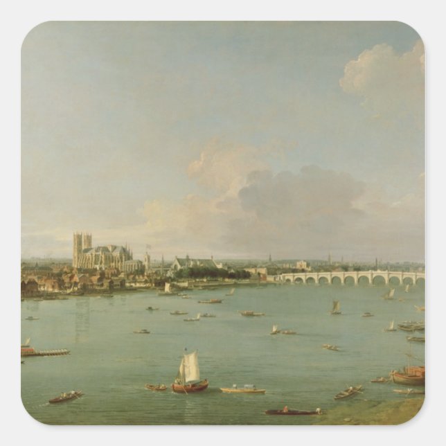 View of the Thames from South of the River Square Sticker (Front)