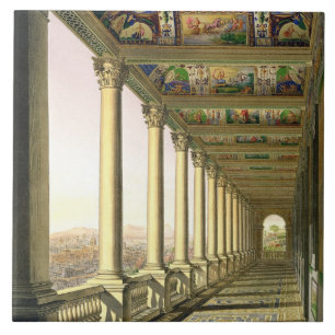 View of the third floor Loggia at the Vatican, wit Tile