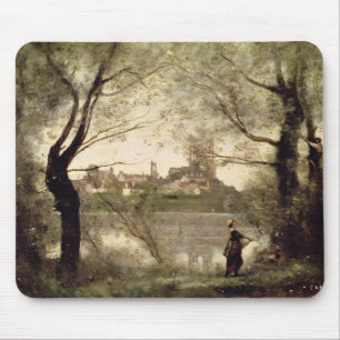 View of the Town and Cathedral of Mantes Mouse Mat