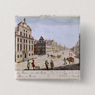 View of the Town Hall, Boston 15 Cm Square Badge