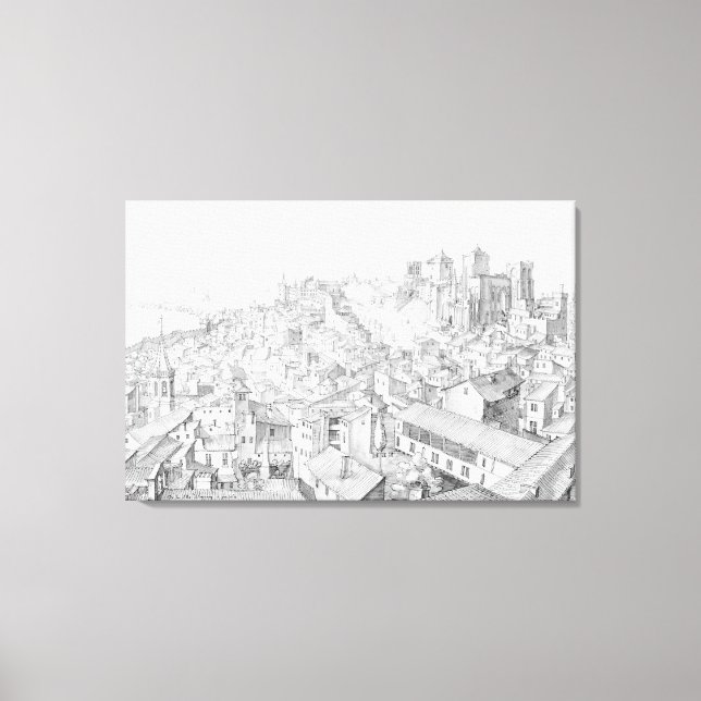 View of the Town of Avignon and its surroundings Canvas Print (Front)