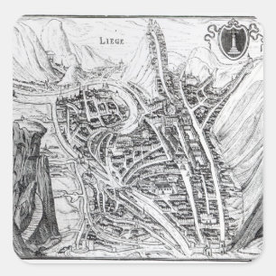 View of the Town of Liege Square Sticker