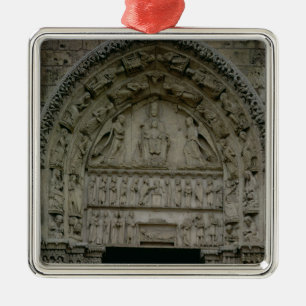 View of the tympanum depicting the Madonna and Chi Metal Tree Decoration