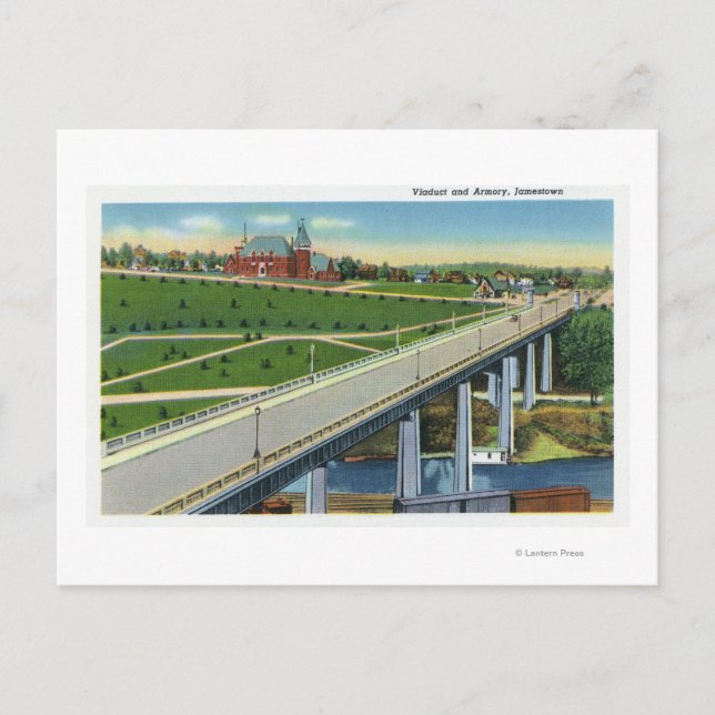 View of the Viaduct and Exterior of the Armoury Postcard (Front)