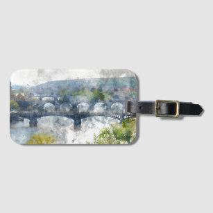 View of the Vltava River and the bridges, Prague, Luggage Tag