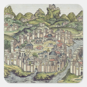 View of the walled city of Constantinople, from th Square Sticker