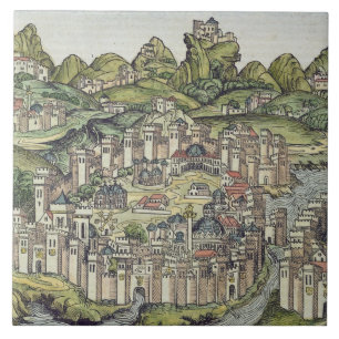 View of the walled city of Constantinople, from th Tile