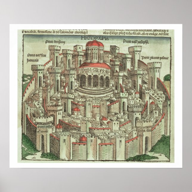 View of the walled city of Jerusalem showing the T Poster (Front)