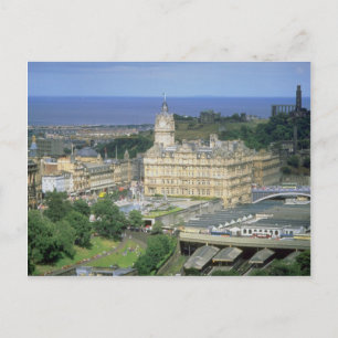 View of the Waverley railroad station, Edinburgh, Postcard