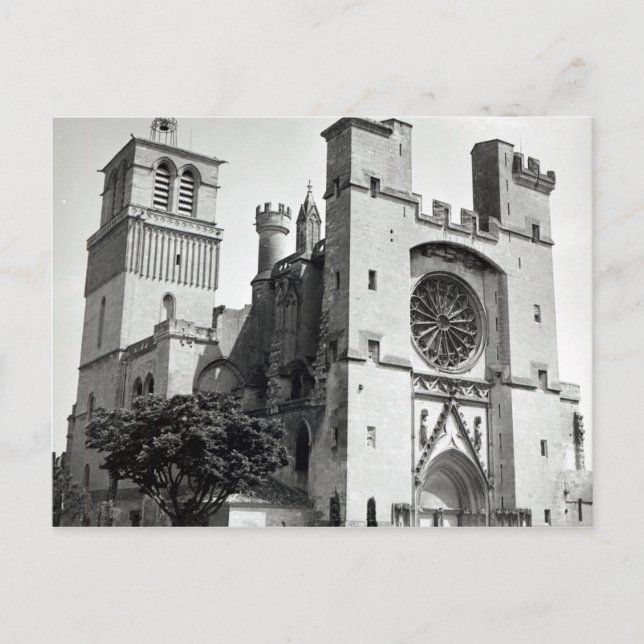 View of the west facade and tower postcard (Front)