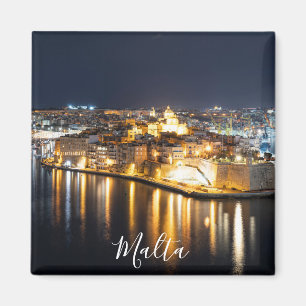 View of Three cities in Malta at night Magnet