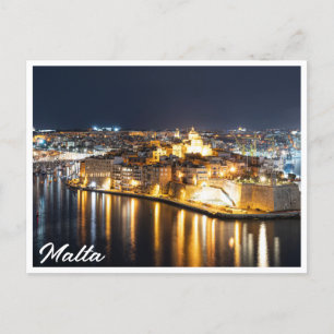 View of Three cities in Malta at night Postcard