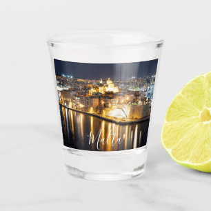 View of Three cities in Malta at night Shot Glass