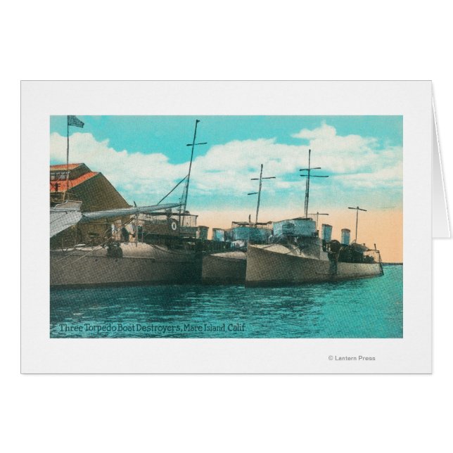 View of Three Torpedo Boat Destroyers in Dock (Front Horizontal)