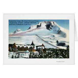 View of Timberline Lodge, Mt Hood in Winter