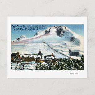 View of Timberline Lodge, Mt Hood in Winter Postcard