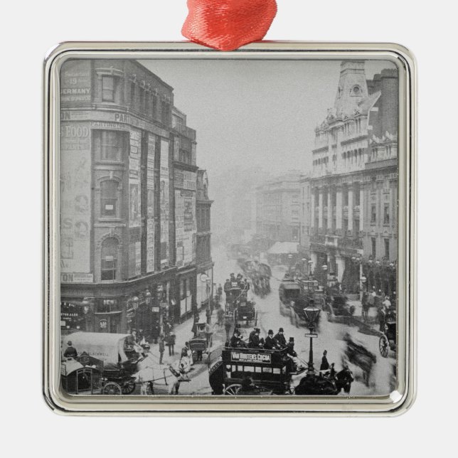 View of Tottenham Court Road, c.1885 Metal Tree Decoration (Front)