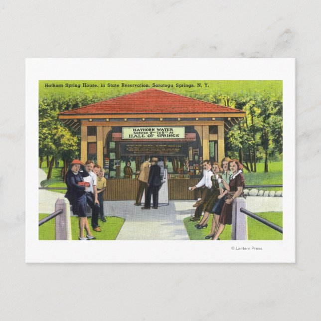 View of Tourists at the Hathorn Spring House Postcard (Front)