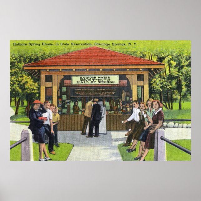 View of Tourists at the Hathorn Spring House Poster (Front)