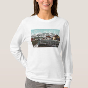 View of Town and Mountain After a Spring Snow T-Shirt