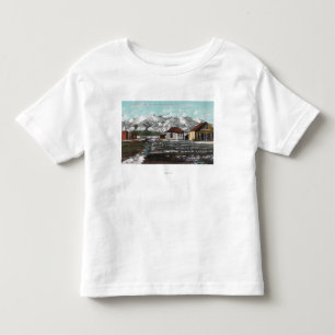 View of Town and Mountain After a Spring Snow Toddler T-Shirt