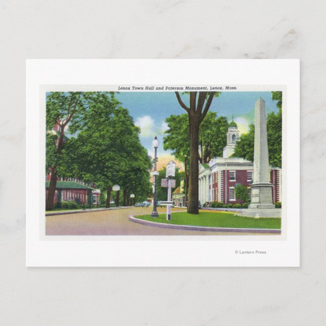 View of Town Hall and Paterson Monument Postcard (Front)