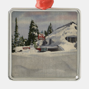 View of Town in Winter Metal Tree Decoration