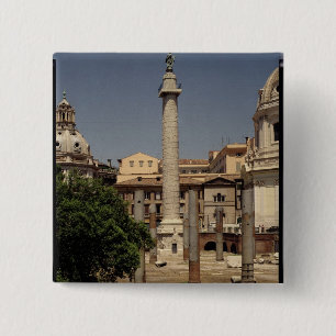 View of Trajan's Column, 113 AD 15 Cm Square Badge