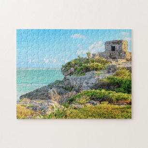 View Of Tulum Ruins, God Of Winds Temple, Mexico Jigsaw Puzzle