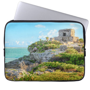 View Of Tulum Ruins, God Of Winds Temple, Mexico Laptop Sleeve